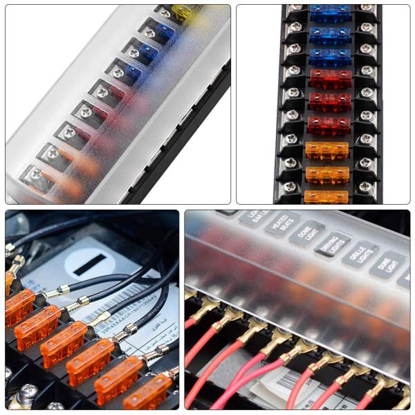 12Way Blade ATC Fuse Automotive Marine Panel With Negative Bus Waterproof Protection Cover 12v Circuits Atc Ato Blade Fuse Block