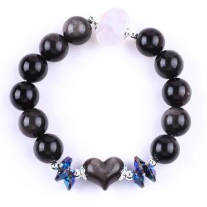 Handmade Gemstone Beaded Bracelet Natural Silver Sheen Obsidian Stone Bracelet