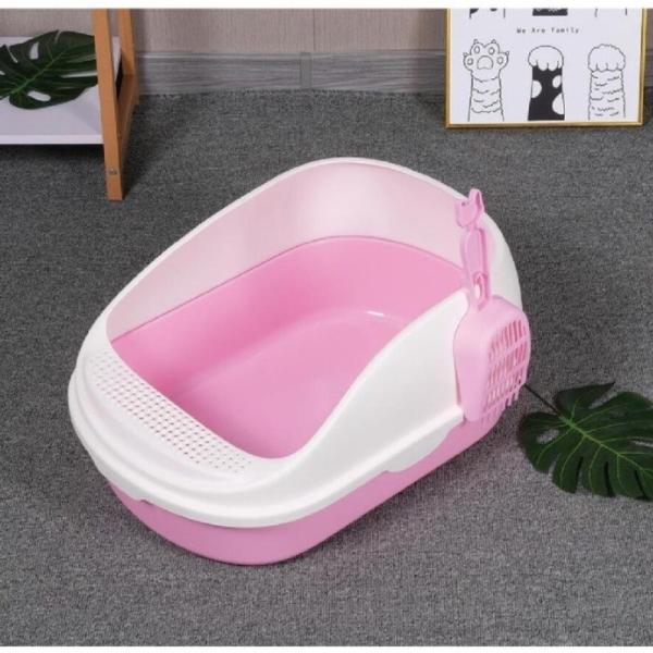Opening Modern Cat Litter Box Easy Clean Plastic Cat Box White Coffee