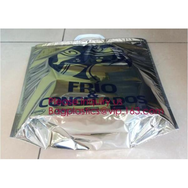 Custom Packing Aluminum Foil Zip-Lock Grocery Handle Thermal Insulation Cooler Bag For Outdoors,Promotional Insulated La