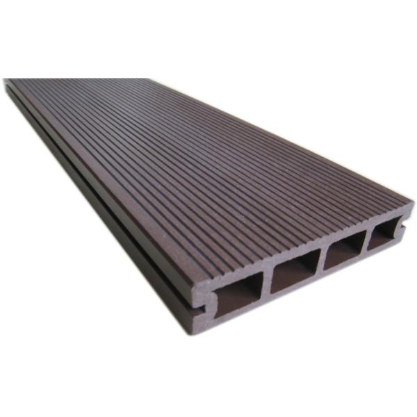 China Waterproof Redwood / Brown Hollow Composite Decking With Wood Grain Finish wholesale