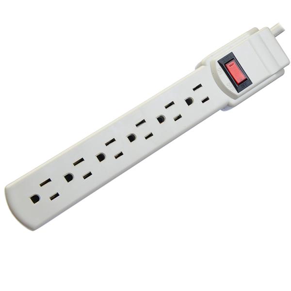 6 Outltet Extension Socket with Overload Fuse Surge Protector 2.5 Feet Grounding Standard Grounding Plug With Socket