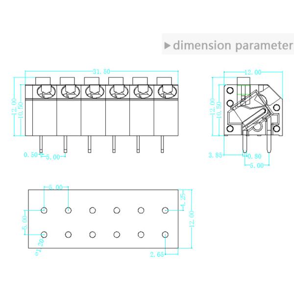 5.0mm Pitch Screwless Spring Clamp PCB Connectors Terminal Blocks Quick Connect Combination Modular