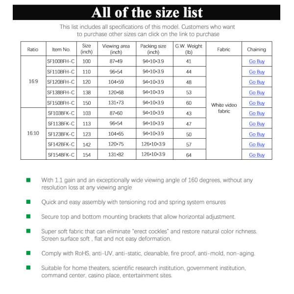 Indoor Short Throw Fixed LCD Projector Screen 4K Ultra HD 100inch For Cinema Theatre