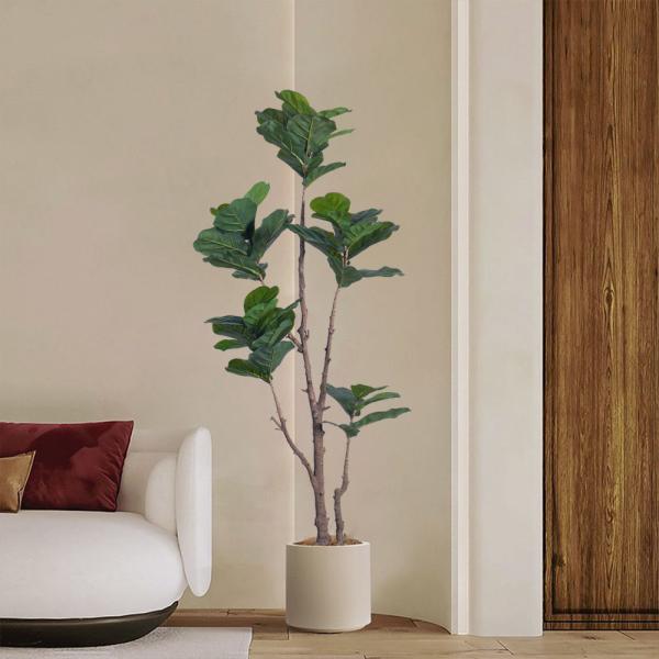 Faux Indoor Plants 160cm 185cm Faux Fiddle Leaf Fig Plant​ Fake Tree Indoor House Potted Plant For Home Office Decoration