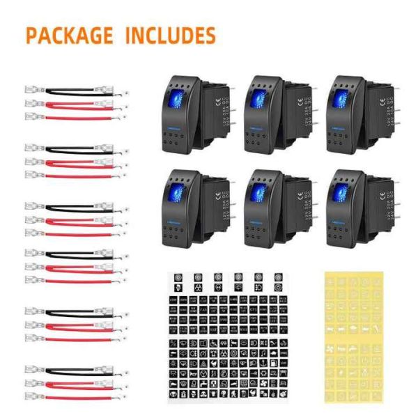 Wleto LED 4 Pin Marine Auto Rocker Switch Panel Waterproof Dual Voltage