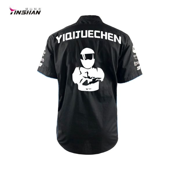 Sample Customized Logo F1 Shirt for Men 2024 Summer Casual Clothing Polyester Shirts
