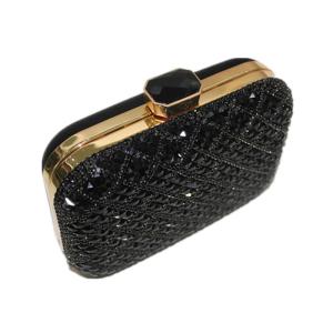 China Handmade Crystal Mesh Evening Bags Golden Frame And Acrylic Closure wholesale