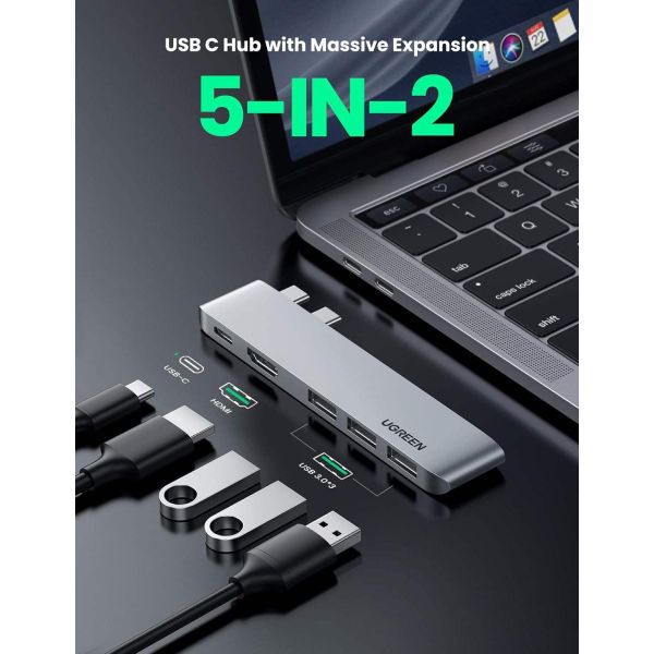 USB Type C to 4K-HDMI Thunderbolt 3 100W Power Delivery 3 USB 3.0 Port Adapter Dock Station for MacBook