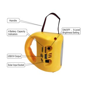 Rechargeable Solar Powered Lights Lithium Battery Five Levels Brightness