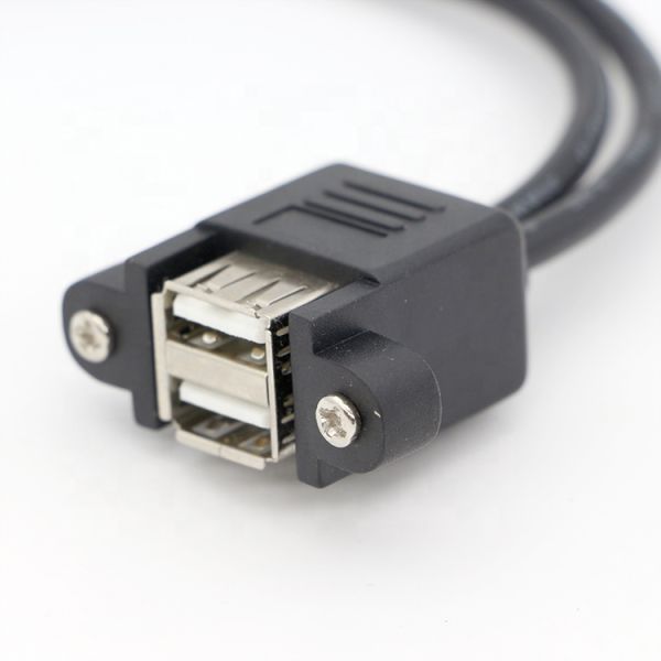 Screw Locking Stud 0.5m 1m Male to Female Dual USB 2.0 Panel Mount Extension Cable