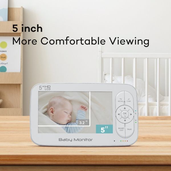 5 Inch Wireless Baby Monitor with 2.4GHz FHSS and Night Vision