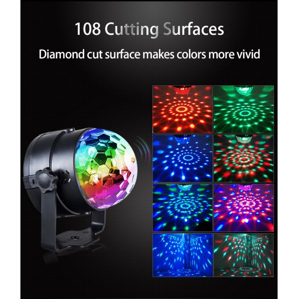 RGB Disco Ball Party Lights DJ Disco Light LED Projector Strobe Lamp Birthday Party Car Club Bar Karaoke Xmas Sound Acti