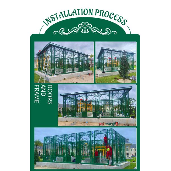Wrought Iron Gazebo Glass Green House Garden Sun Room Conservatory Victorian Style Outdoor Large Custom