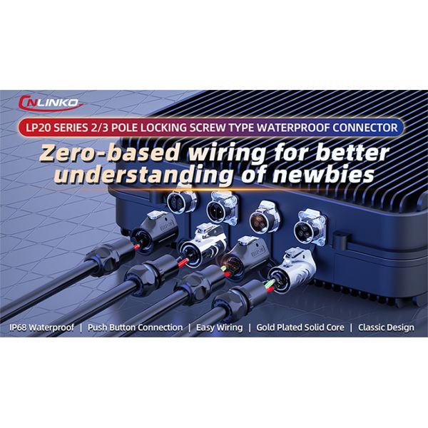 Cnlinko Connector Manufacturer LP20 2 Pin IP68 Screw Type Waterproof Wire Connector