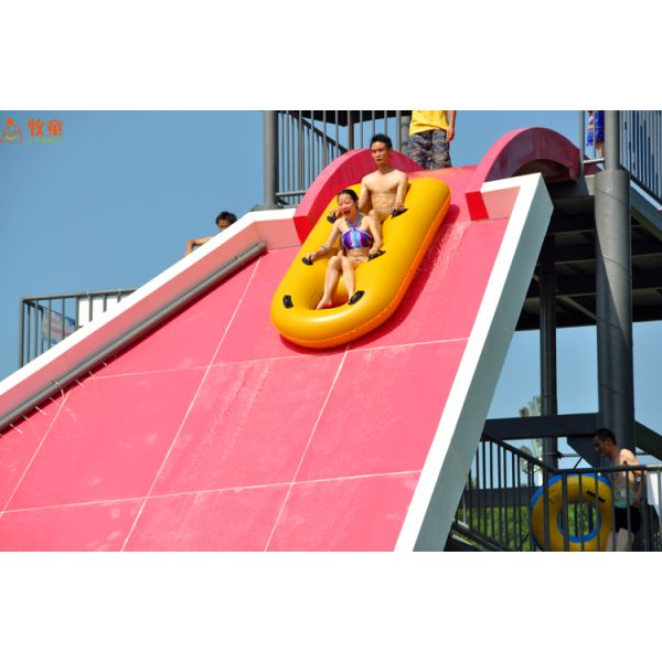 Colorful Exciting Fiberglass Water Slide , Wave Pool Slide 2 Riders Load