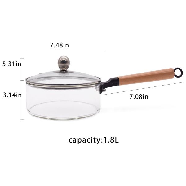 1800ml Clear Borosilicate Glass Soup Pot With Handle