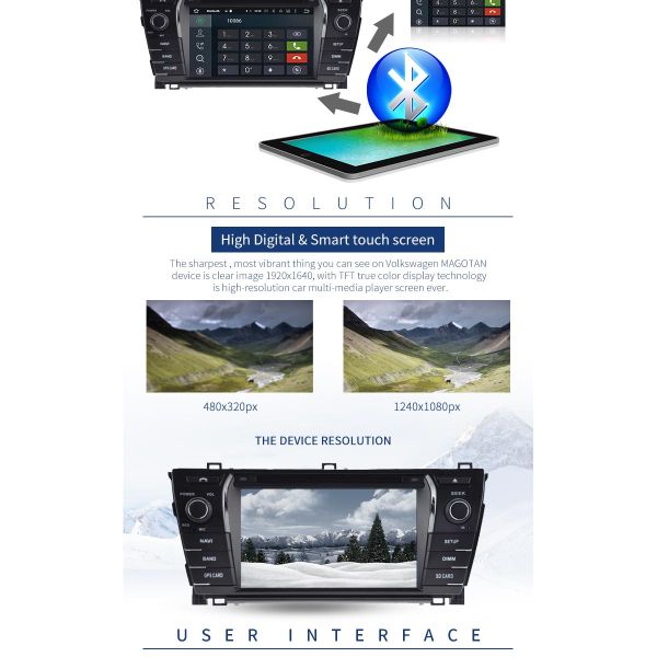 BT Canbus Rear Camera Toyota Corolla Navigation DVD Player 1280*600 Resolution