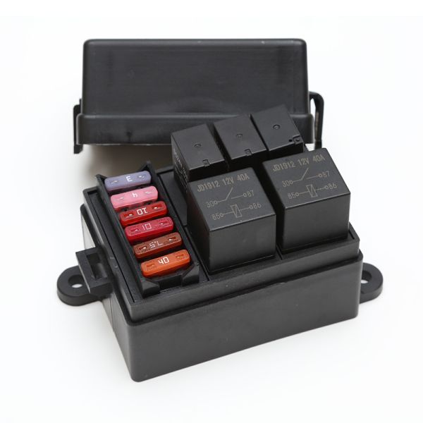 Waterproof 12V Relay Fuse Box Kit 6 Slots Relay Block ATC / ATO Blade Fuse Holder