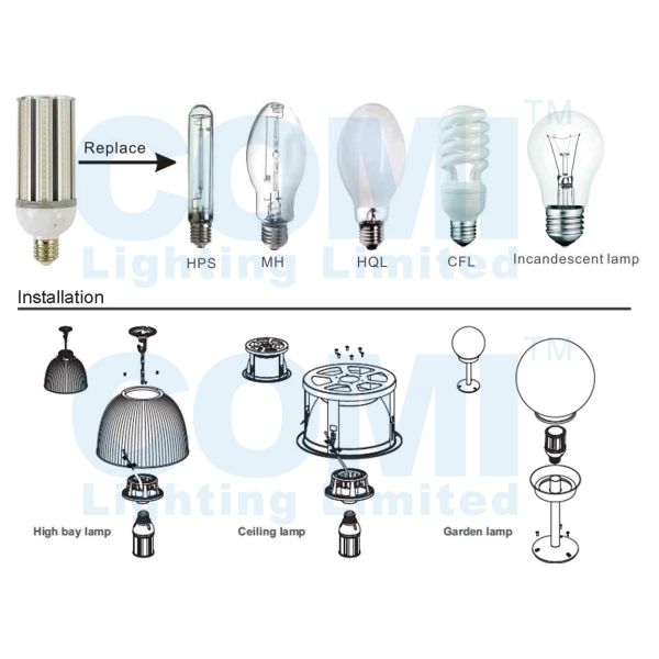 45W 360 Degree Beam Angle E39 E40 LED Corn Light Customized Design Available