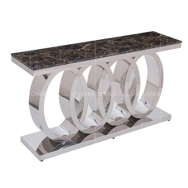 Brown Marble Top 201 304 SS Console Table Furniture for Living Room