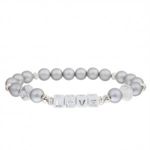 China 8mm Silver Stone Beaded Love Bracelet For Women Fashion Jewelry Wholesale wholesale