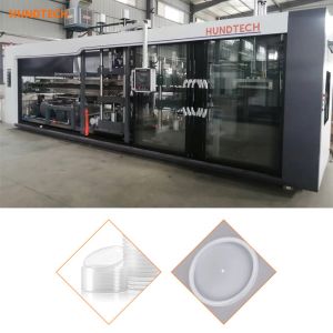 China PLC Making Milk Cup Lid Forming Machine 0.15mm Thickness 1 Year Warranty wholesale