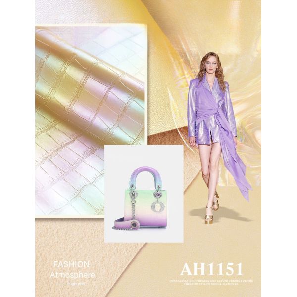 Colorful Gradient Crocodile PVC Faux Artificial Leather Bag Leather Fabric Material