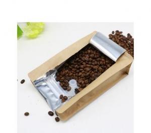 China Coffee 100g resealable zipper stand up foil lined kraft paper coffee bag with valve wholesale