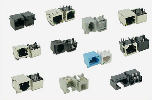 Vertical Computer Rj45 Connector With Magnetics , Shielded Rj45 Connector / Plug / Socket