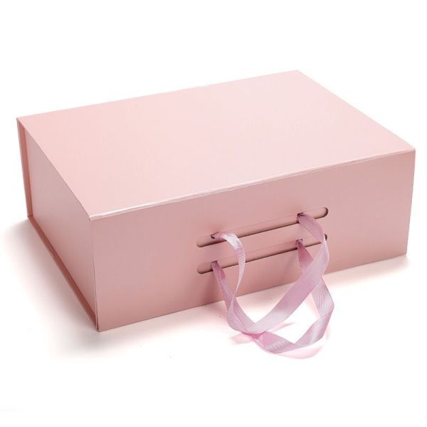 Custom Ribbon Cosmetic/Dress/Shoe/Toy Packaging Magnetic Folded Flat Paper Cardboard Packing Gift Boxes