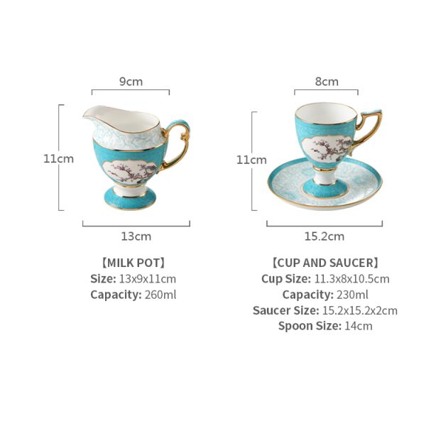 Goldline 15PCS Bone China Tea Cups