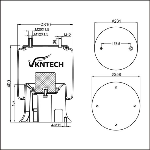 OEM Standard FRUEHAUF SMB Air Spring 4159NP03 Contitech 1DK21B-2 Phoenix KR 509-25