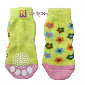 China Pet Anti Slip Knit Dog Socks&Cat Socks with Rubber Reinforcement Paw Protector wholesale