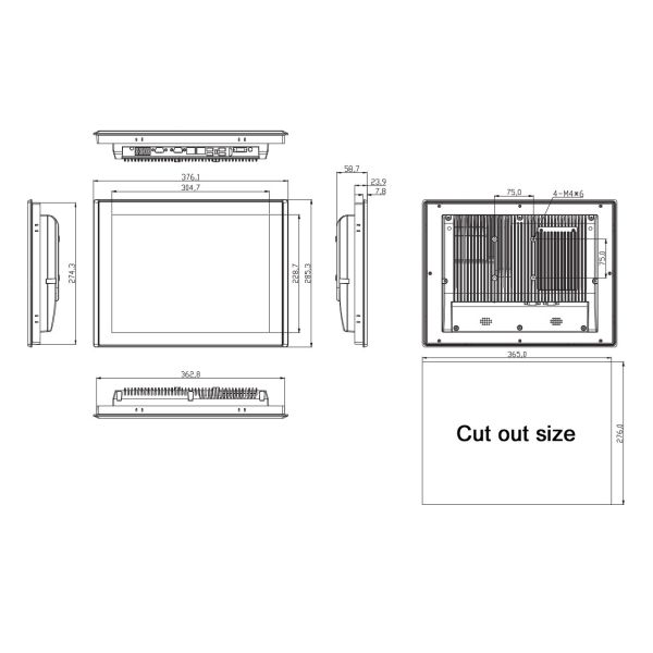 Cordless 15" 400cd/m2 1024x768 Multi Touch Panel PC