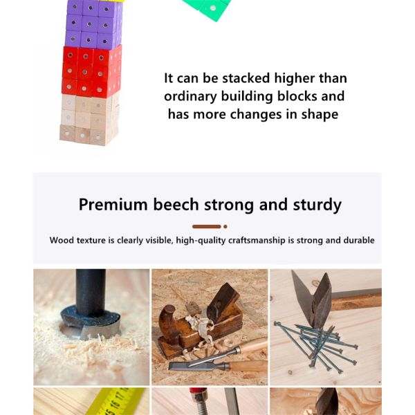 Educational Square Cube Rainbow Magnetic Blocks 10pc 2X2X2cm Wooden