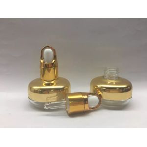 China Oval Glass Essential Oil Dropper Bottles 20ml 40ml With Aluminum Shoulder wholesale