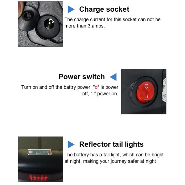 36V10ah 12ah 15ah20ah Rack Ebike Lithium 18650 Ion Rechargeable Battery for Bicycle