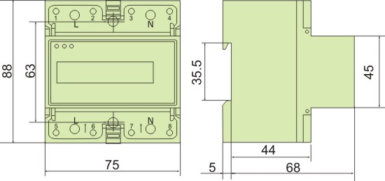 DIN Rail Mounted 1 Phase 2 Wire Single Phase Energy Meter LCD Display Electric YEM011AG-N