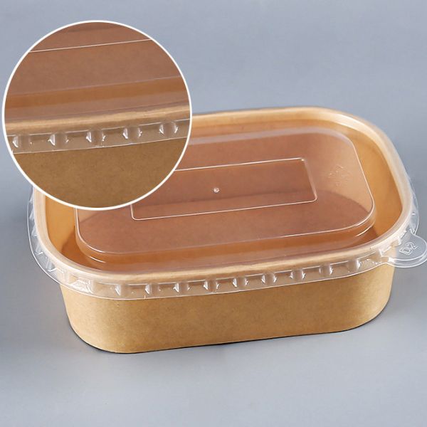 Customized square with cover for printing, multi-purpose Kraft salad bowl rectangular paper box, both paper cover and de