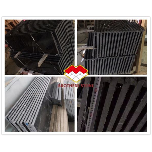 Grey Marble Stair Treads And Risers With Polished Finish For Interior Straight Stairs