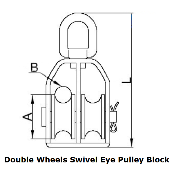 50mm Polished Rope Rigging Hardware Double Wheels Swivel Eye Pulley Block
