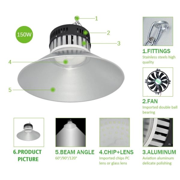 Industrial UFO Warehouse LED High Bay Lights ALuminum Body PC Reflector