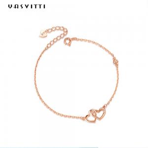 China ODM 7.8in 304 SS Slider Bracelets Silver 18k Rose Gold Open Heart Bracelet wholesale