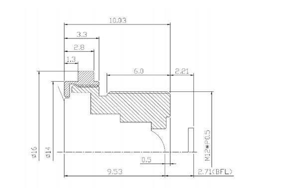 1/3", 2.1mm Super wide angle of view HFOV 138 degree Megapixel Autmotive lens CCLA13021MPF