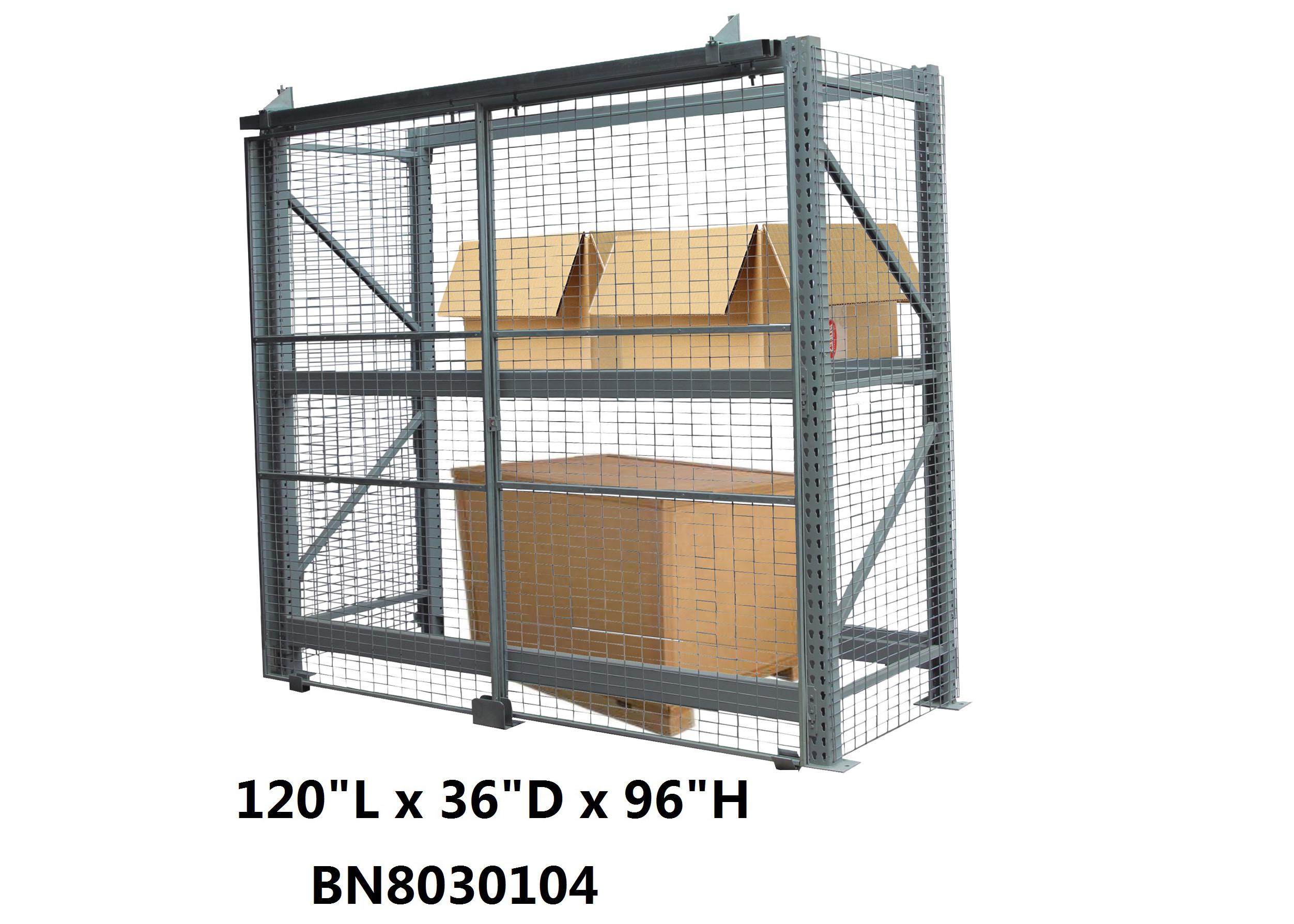 China Safeguard Products Pallet Rack Security Enclosure 120&quot; Long 36&quot; Deep Powder Coated wholesale