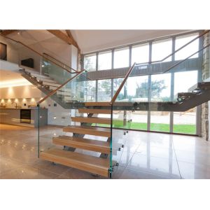 China Office Straight Flight Staircase Y Shaped With 30-38mm Solid Wooden Tread wholesale