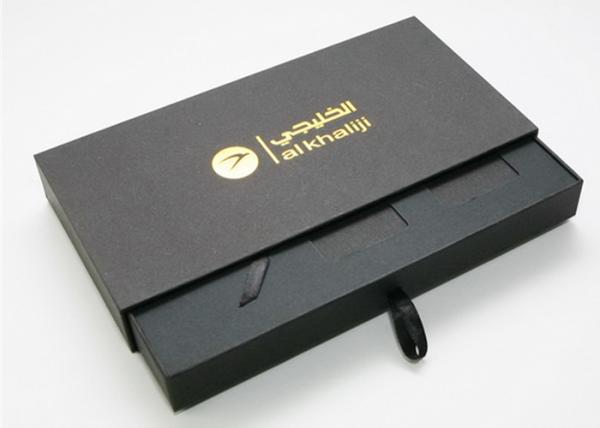 Quality Black Chipboard Book Packaging Boxes , Paper Drawer Box With Offset Printing for sale