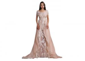 China Beauty Design Lace Wedding Dress , Short Sleeve Saudi Arabic Simple Wedding Dresses wholesale