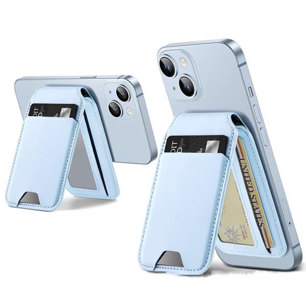 MN-2301 Leather Magnetic Card Holder Low MOQ Mix Models for Magsafe with Bracket Stand